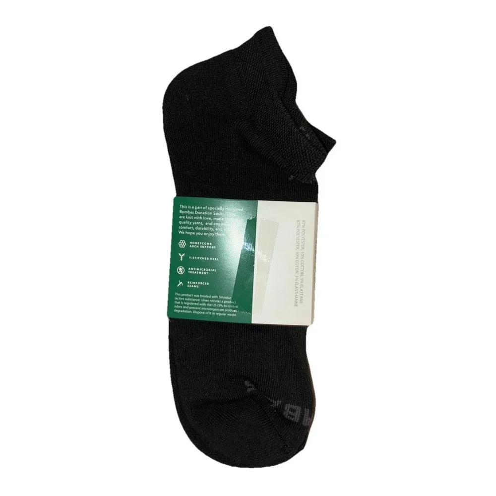 BOMBAS Socks Men's XL (US 13.5-16) Black Gray Ankle Logo NEW Lot Of 4